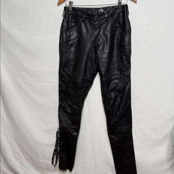 Wilsons Leather Pants - Wilson’s leather black 100% leather pants with straps on calf of leg moto sz 28